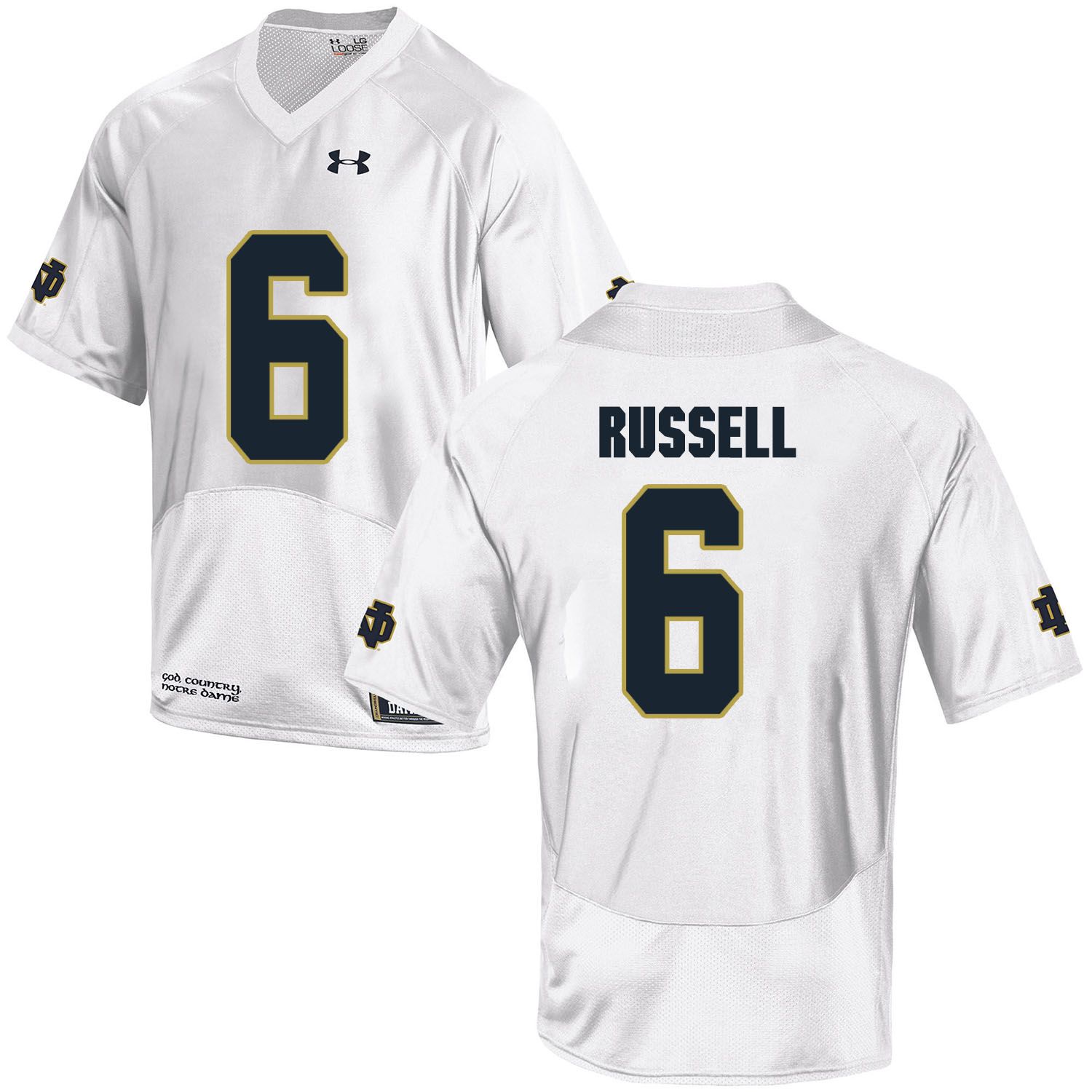 Men Norte Dame Fighting Irish 6 Russell White Customized NCAA Jerseys